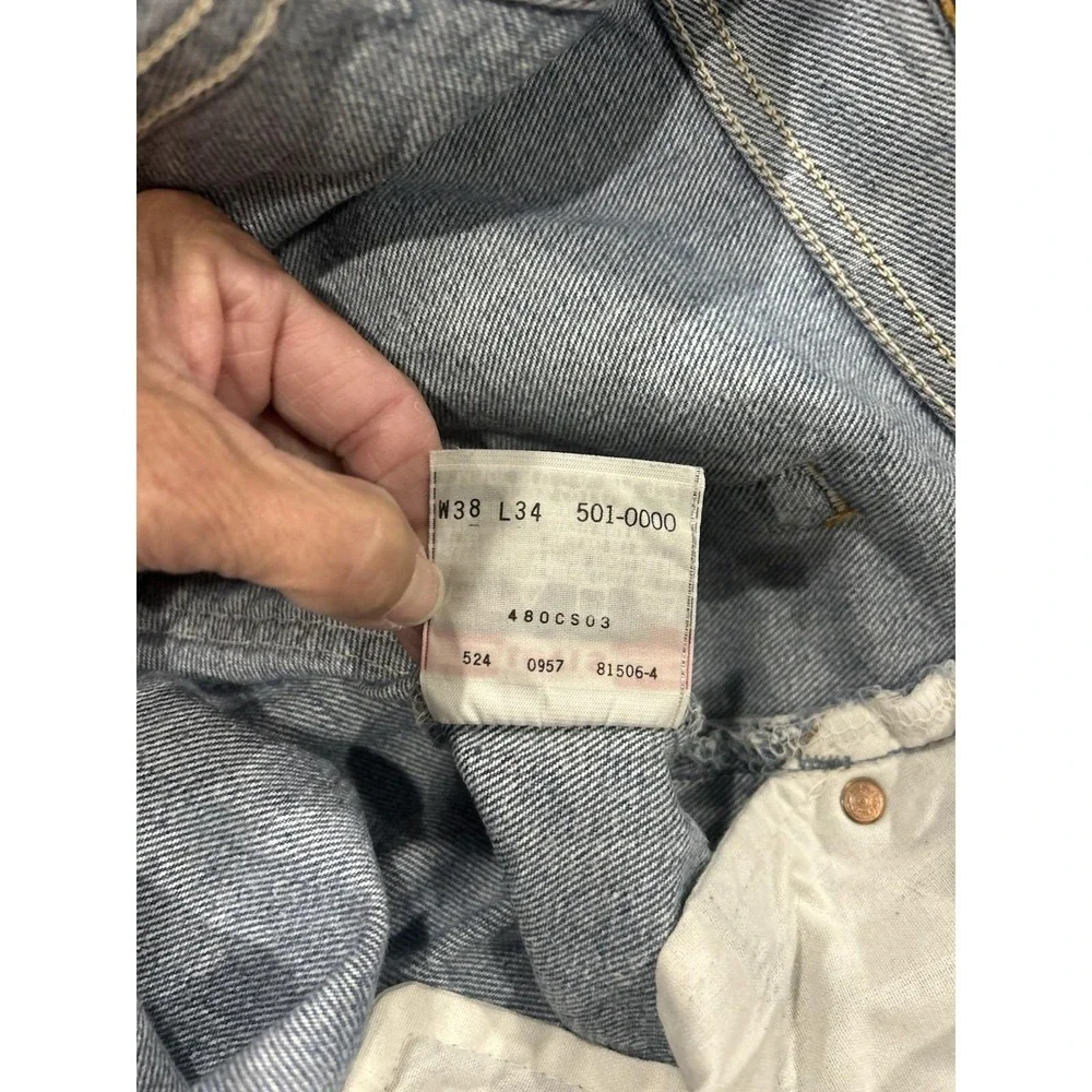 Dead Stock Levis 501xx Blue Denim Jeans Button Fly 38X34 USA Vintage